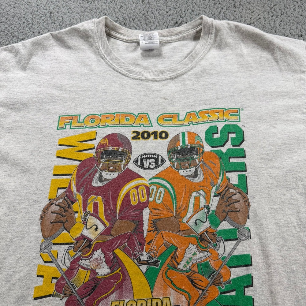 Gildan 2010 Florida Classic XXXI FAMU Bethune-Cookman Gray T-Shirt Mens Large